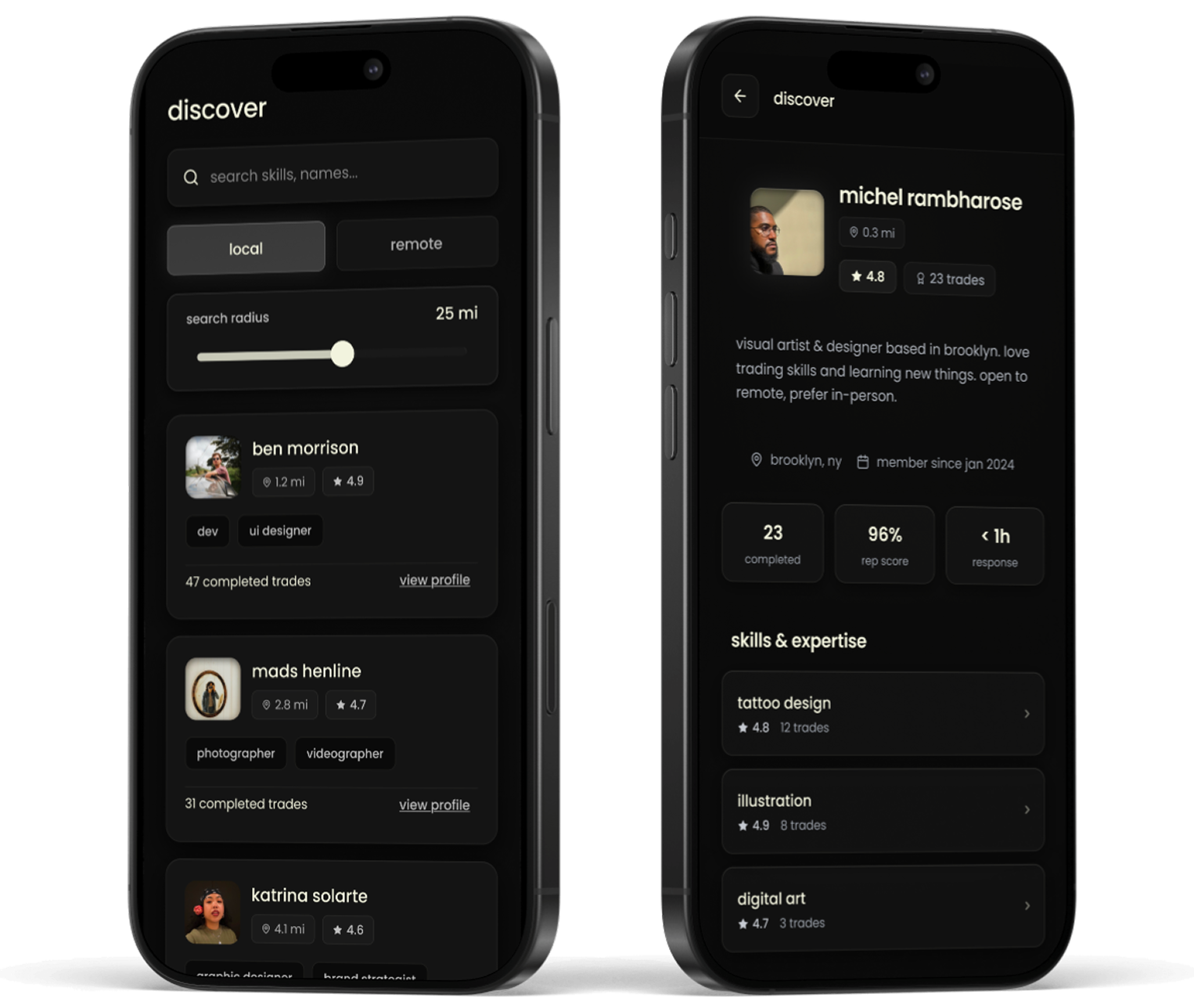 Two discovery screens