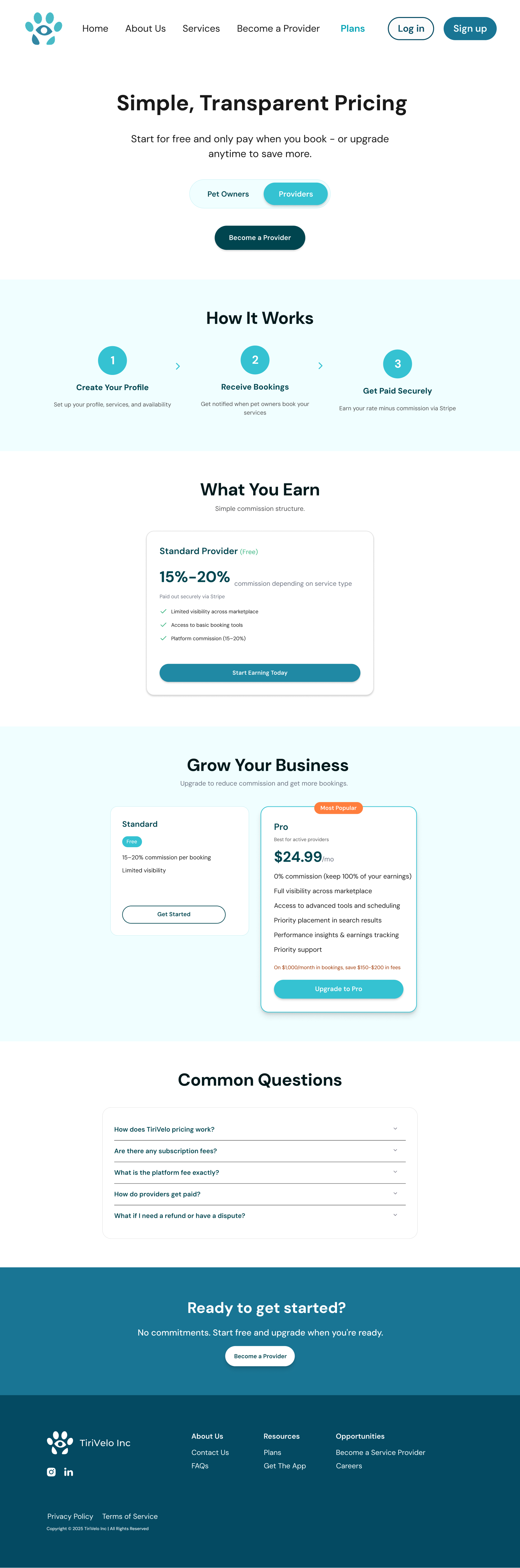 Pricing page mockups